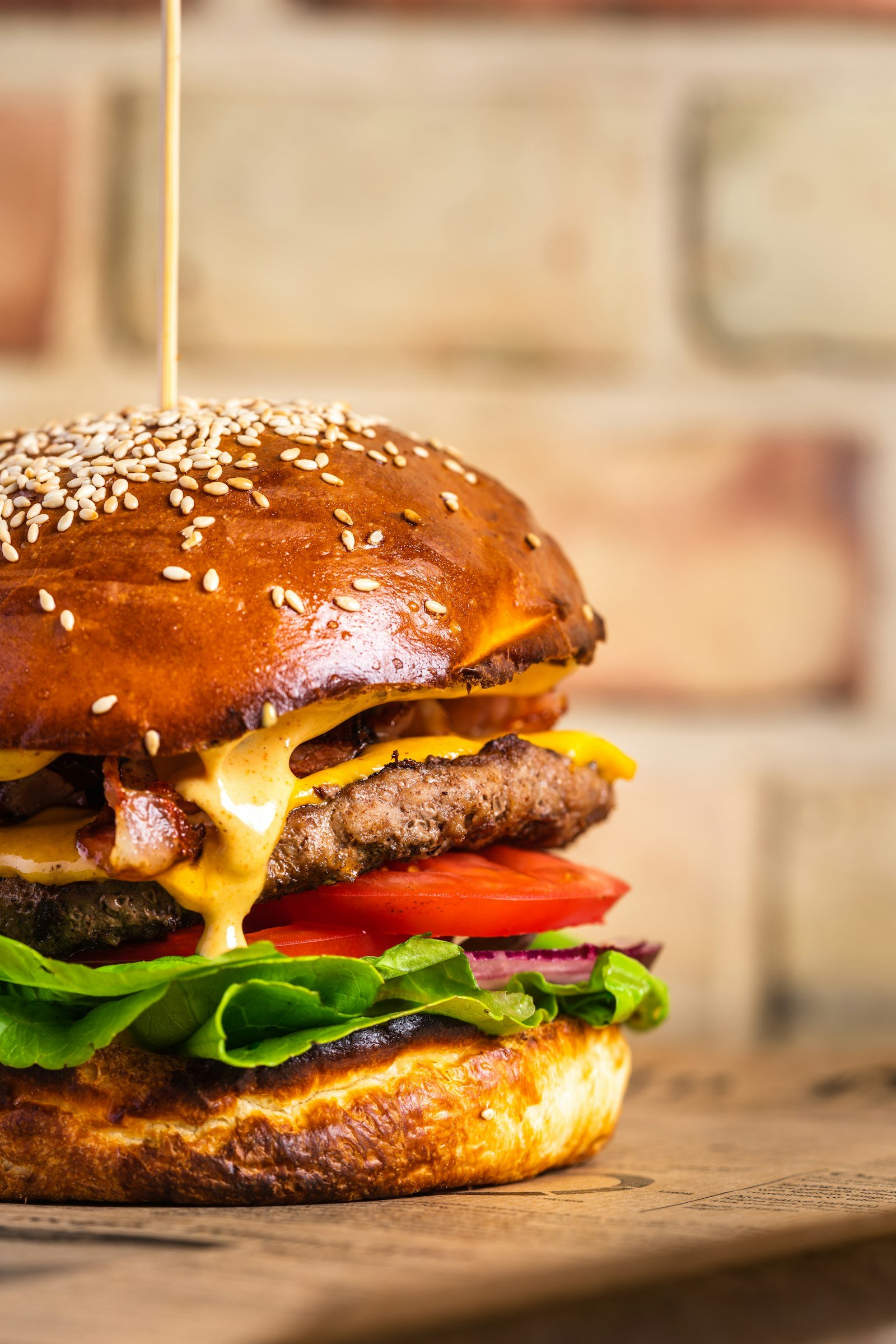 Cheeseburger in a sesame seed bun